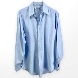 00s NICOLA ARENA Vintage Blue White Cotton Striped Dress Shirt